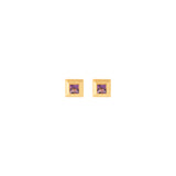 SQUARE OF INFINITY AMETHYST EARRING GOLD PLATE