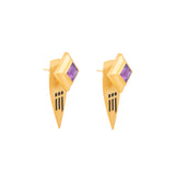 SQUARE OF INFINITY AMETHYST EARRING GOLD PLATE