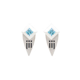 SQUARE OF INFINITY BLUE TOPAZ EARRING SILVER